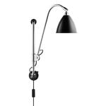 , Bestlite BL5 wall lamp, 16 cm, chrome - black semi matt, Black