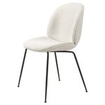 Dining chairs, Beetle chair, fully upholstered, conic matt black - Light Boucle, Grey