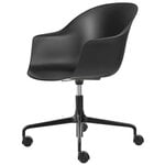 Chaises de bureau, Chaise de réunion avec roulettes Bat, réglable en hauteur, noir, Noir