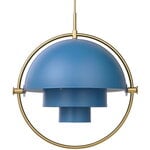 Pendant lamps, Multi-Lite pendant, brass - blue, Blue