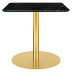 Coffee tables, GUBI 1.0 lounge table, 60x60 cm, brass - black marble, Black