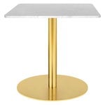 Coffee tables, GUBI 1.0 lounge table, 60x60 cm, brass - white marble, White