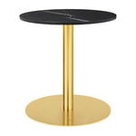 Coffee tables, GUBI 1.0 lounge table, round 60 cm, brass - black marble, Black