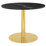 Coffee tables, GUBI 1.0 lounge table, round 80 cm, brass - black marble, Black