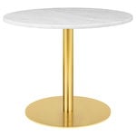 Coffee tables, GUBI 1.0 lounge table, round 80 cm, brass - white marble, White