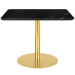 Coffee tables, GUBI 1.0 lounge table, 80x80 cm, brass - black marble, Black
