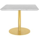 Coffee tables, GUBI 1.0 lounge table, 80x80 cm, brass - white marble, White