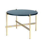 TS coffee table, 55 cm, brass - navy blue glass