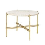 Coffee tables, TS coffee table, 55 cm, brass - white travertine, White