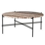 GUBI TS coffee table, 80 cm, black - vibrant grey travertine