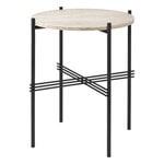 Terassipöydät, TS Outdoor sivupöytä, 40 cm, musta - valkoinen travertiini, Valkoinen