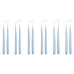 Mini Conical candles, set of 12, light blue