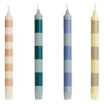 Candles, Stripe candle, 4 pcs, douce, Multicolour