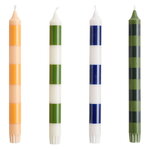 Candles, Stripe candle, 4 pcs, greens, Multicolour