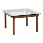 Coffee tables, Kofi table 60 x 60 cm, lacquered walnut - clear glass, Brown