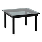Kofi table 60 x 60 cm, black lacquered oak - grey glass