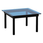 Tavoli da salotto, Tavolino Kofi 60 x 60 cm, rovere laccato nero - vetro blu, Nero