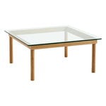 Tavolino Kofi 80 x 80 cm, rovere laccato - vetro trasparente
