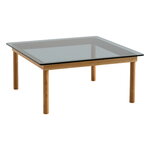 Tavolino Kofi 80 x 80 cm, rovere laccato - vetro grigio