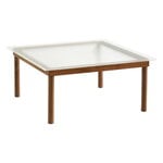 Tavoli da salotto, Tavolino Kofi 80 x 80 cm, noce laccato - vetro zigrinato, Marrone
