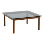 Tavoli da salotto, Tavolino Kofi 80 x 80 cm, noce laccato - vetro grigio, Grigio