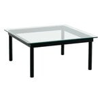 Tavoli da salotto, Tavolino Kofi 80 x 80 cm, rovere laccato nero - vetro trasparent, Nero