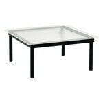 Tables basses, Table Kofi 80 x 80 cm, chêne laqué noir - verre strié, Noir