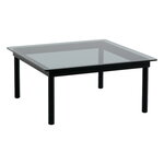 Tavoli da salotto, Tavolino Kofi 80 x 80 cm, rovere laccato nero - vetro grigio, Nero
