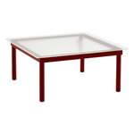 Tavolino Kofi 80 x 80 cm, rovere laccato rosso - vetro zigrinato