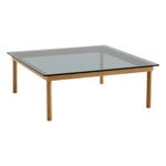 Tavolino Kofi 100 x 100 cm, rovere laccato - vetro grigio