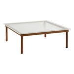 Tavoli da salotto, Tavolino Kofi 100 x 100 cm, noce laccato - vetro zigrinato, Marrone