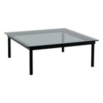 Tavoli da salotto, Tavolino Kofi 100 x 100 cm, rovere laccato nero - vetro grigio, Nero