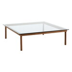 Coffee tables, Kofi table 120 x 120 cm, lacquered walnut - clear glass, Brown