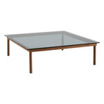 Tavoli da salotto, Tavolino Kofi 120 x 120 cm, noce laccato - vetro grigio, Grigio