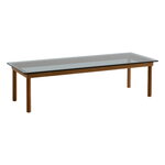 Tavolino Kofi 140 x 50 cm, noce laccato - vetro grigio
