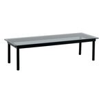 Coffee tables, Kofi table 140 x 50 cm, black lacquered oak - grey glass, Black