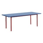Two-Colour table, 200 x 90 cm, maroon red - blue