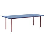 Dining tables, Two-Colour table, 240 x 90 cm, maroon red - blue, Red