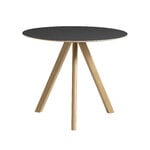 HAY CPH20 2.0 table, 90 cm, lacquered oak - black linoleum