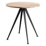 Tables de salle à manger, Table Pyramid Café 21, 70 cm, noir - chêne laqué mat, Noir