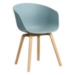 Dining chairs, About A Chair AAC22, dusty blue 2.0 - lacquered oak, Natural
