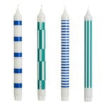 Bougies, Bougies Pattern, lot de 4, gris clair - bleu - vert, Multicolore