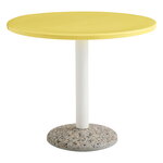 Patio tables, Ceramic table, 90 cm, bright yellow, White