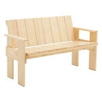 Sedie da patio, Panca con schienale Crate, pino laccato, Naturale
