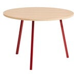 Dining tables, Loop Stand round table, 105 cm, maroon red - lacquered oak, Natural