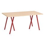 Dining tables, Loop Stand table, 160 cm, maroon red - lacquered oak, Natural