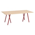 Dining tables, Loop Stand table, 200 cm, maroon red -lacquered oak, Natural