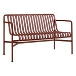 Outdoor lounge chairs, Palissade dining bench, iron red, Red