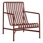 Fauteuils lounge de jardin, Chaise longue Palissade, modèle haut, oxyde de fer rouge, Rouge