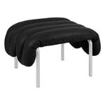 Poufs & ottomans, Puffy ottoman, black leather - stainless steel, Black